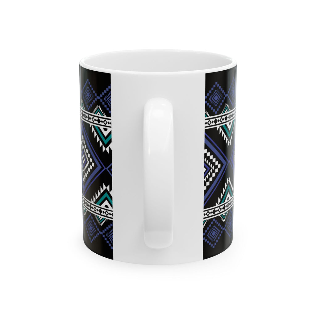 Aztec Diamond Pattern Ceramic Mug – Tribal Geometric 11oz & 15oz