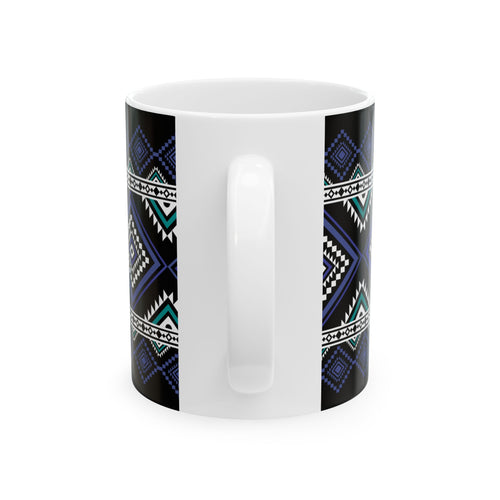 Aztec Diamond Pattern Ceramic Mug – Tribal Geometric 11oz & 15oz