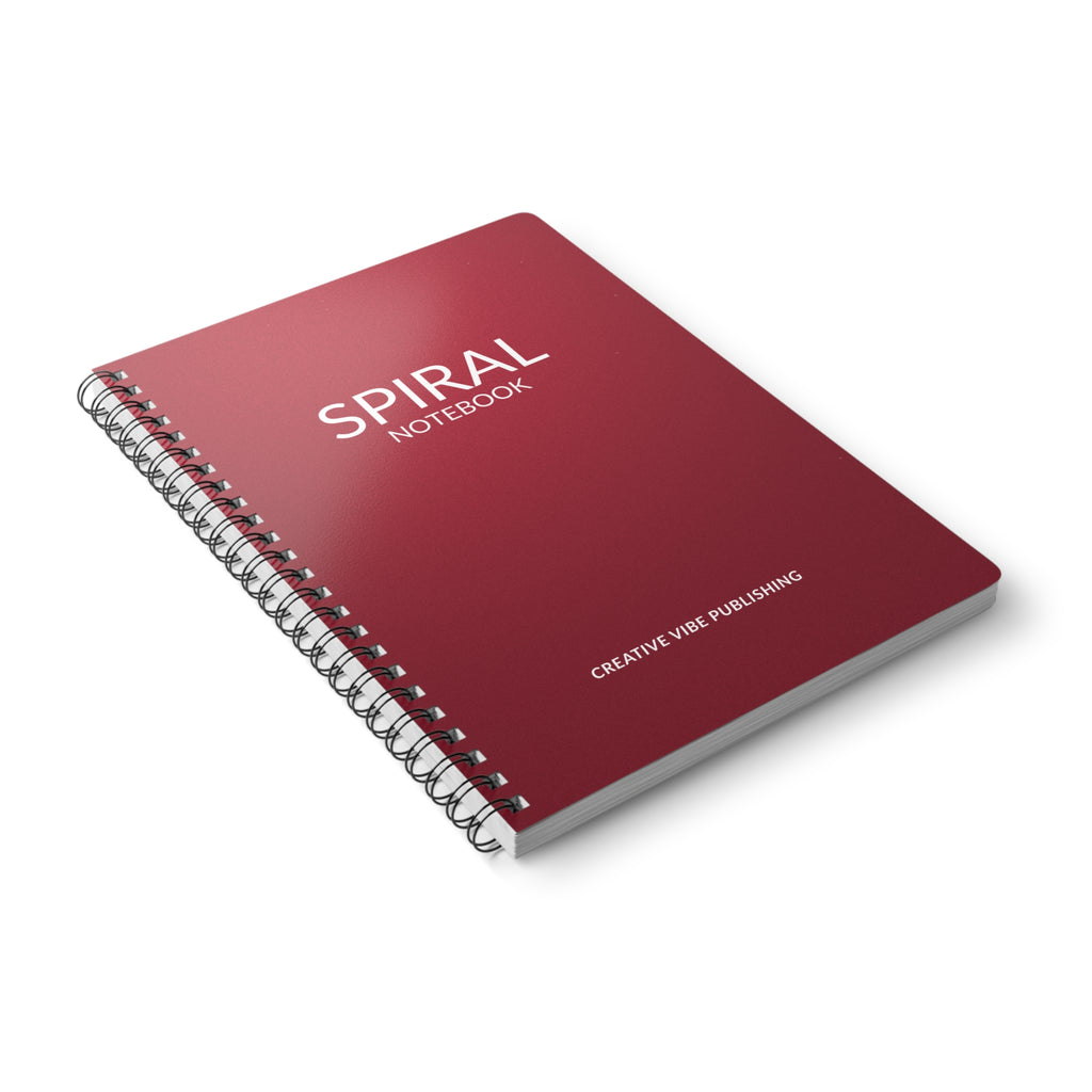 A5 Spiral Notebook — Burgundy 'SPIRAL NOTEBOOK' Softcover for Students & Journaling