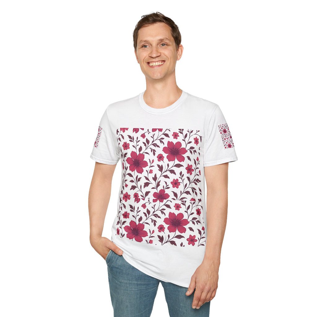 Floral Vine Tee — Pink Bloom Pattern T-Shirt
