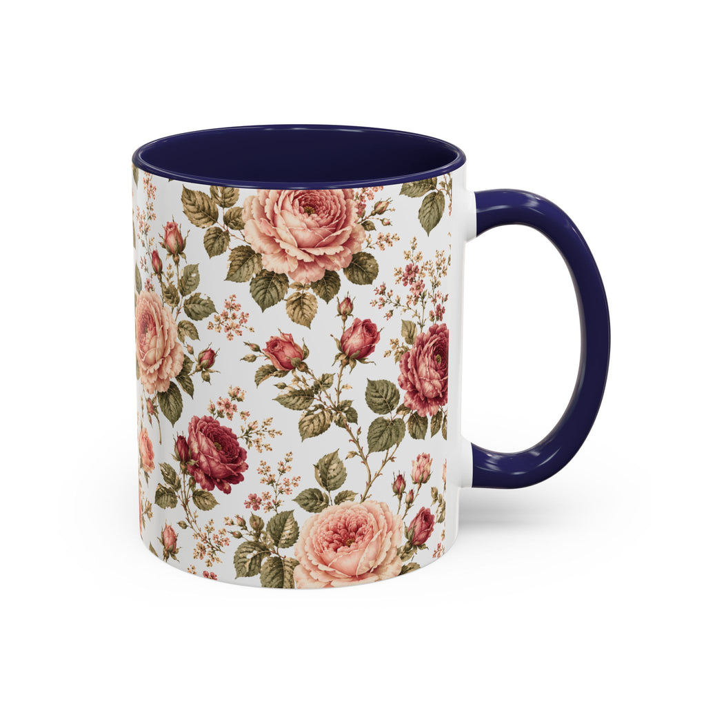 Floral Rose Accent Coffee Mug — Vintage Garden 11/15oz
