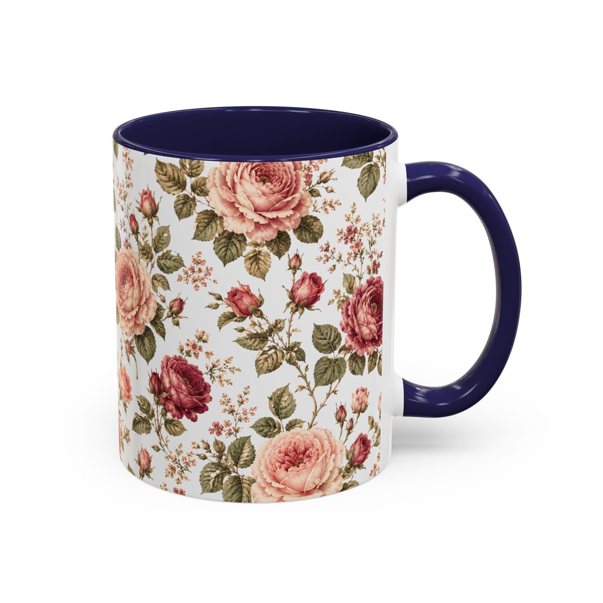 Floral Rose Accent Coffee Mug — Vintage Garden 11/15oz