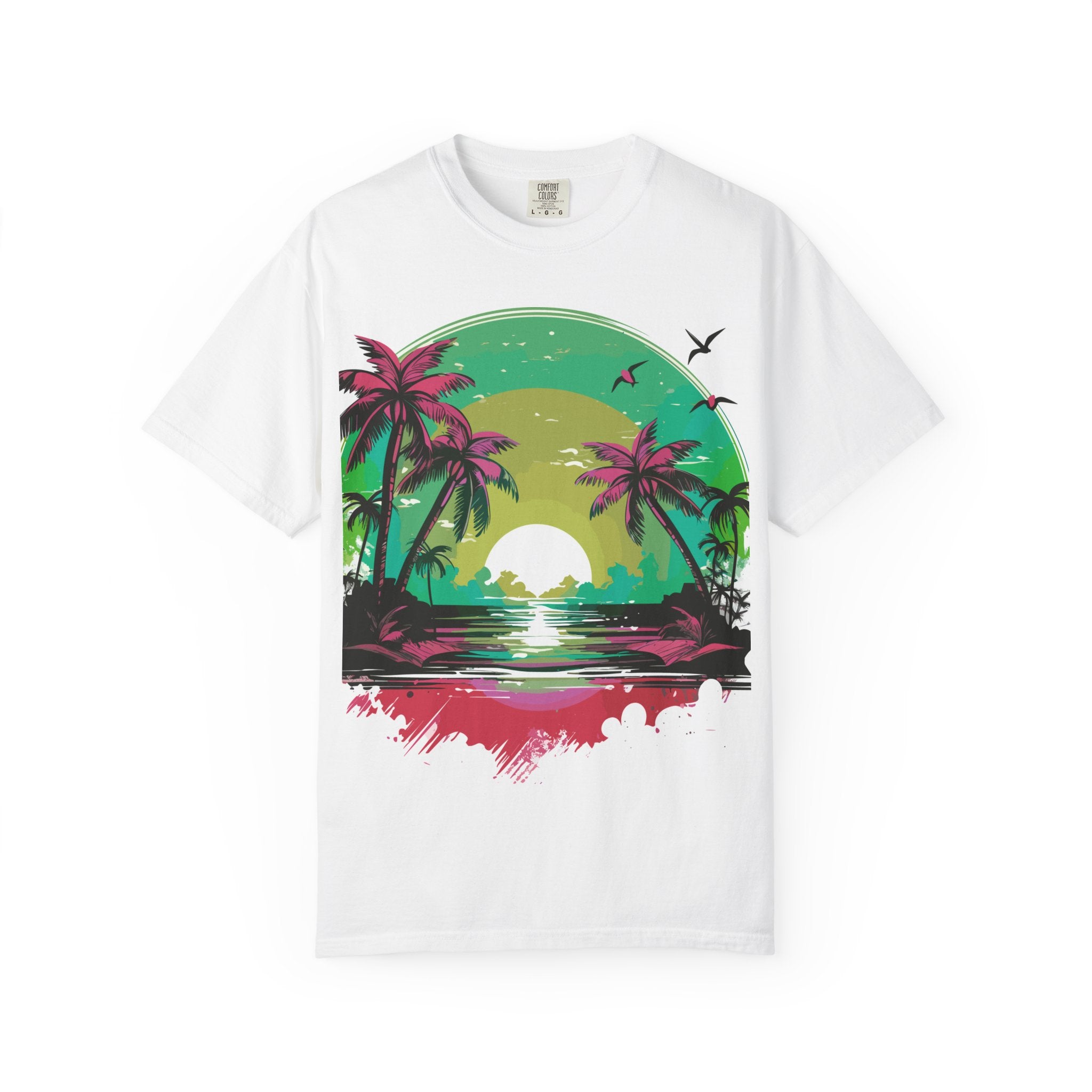 T-Shirt — Tropical Sunset Palm Beach Graphic Tee