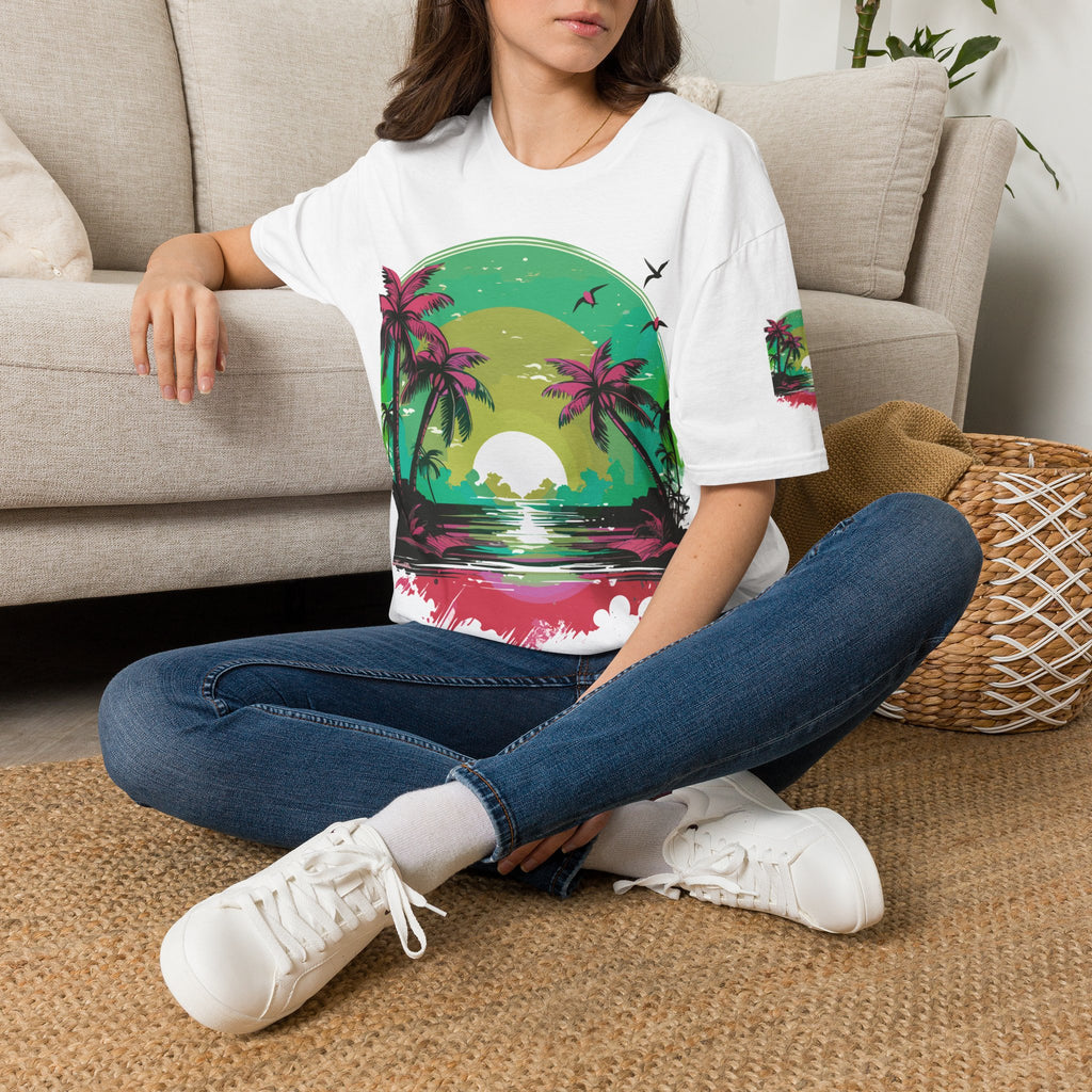 T-Shirt — Tropical Sunset Palm Beach Graphic Tee