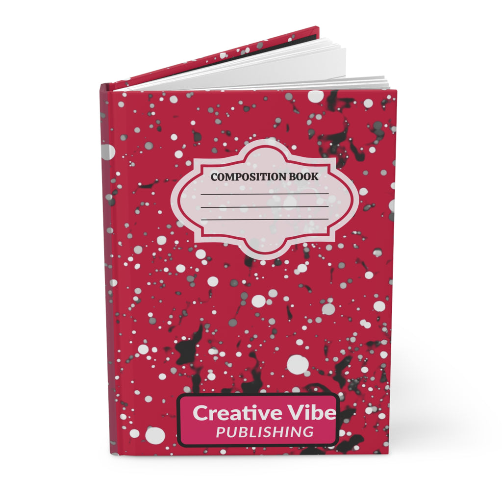 Red Splatter Composition Hardcover Journal — "Creative Vibe Publishing"