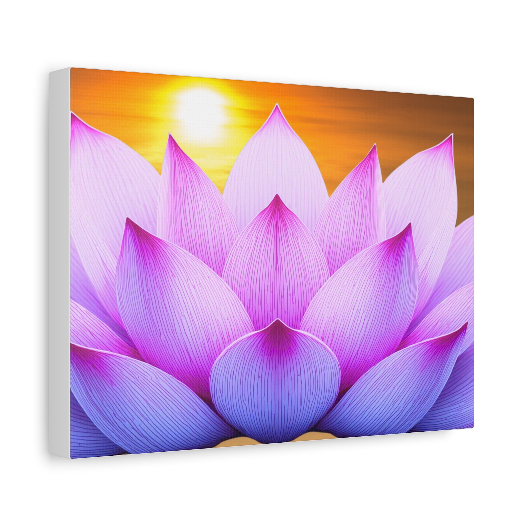 Lotus Sunrise Matte Canvas Wall Art — Purple Pink Floral Zen Décor