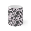 Floral Pattern Coffee Mug — Black & Blush Vintage Daisy Ceramic Mug