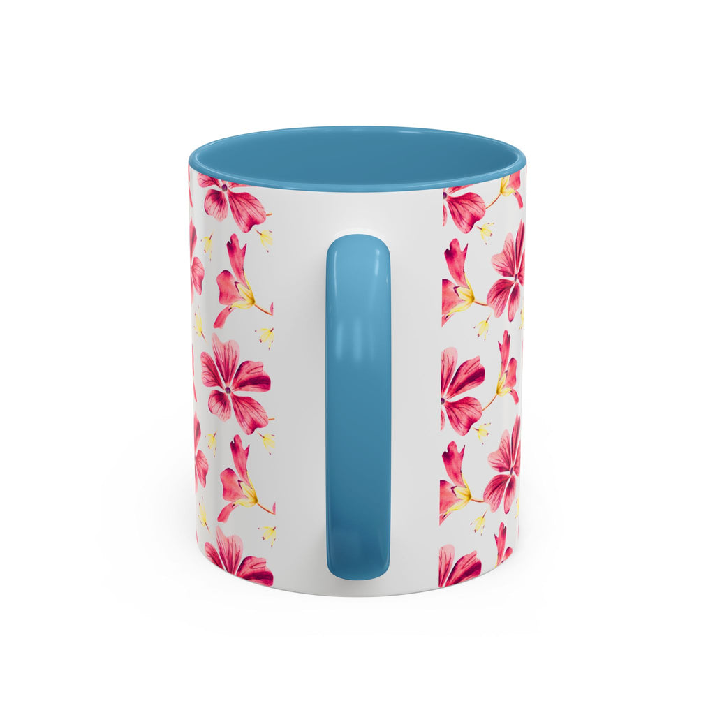 Pink Floral Accent Coffee Mug – Watercolor Hibiscus Pattern (11/15 oz)