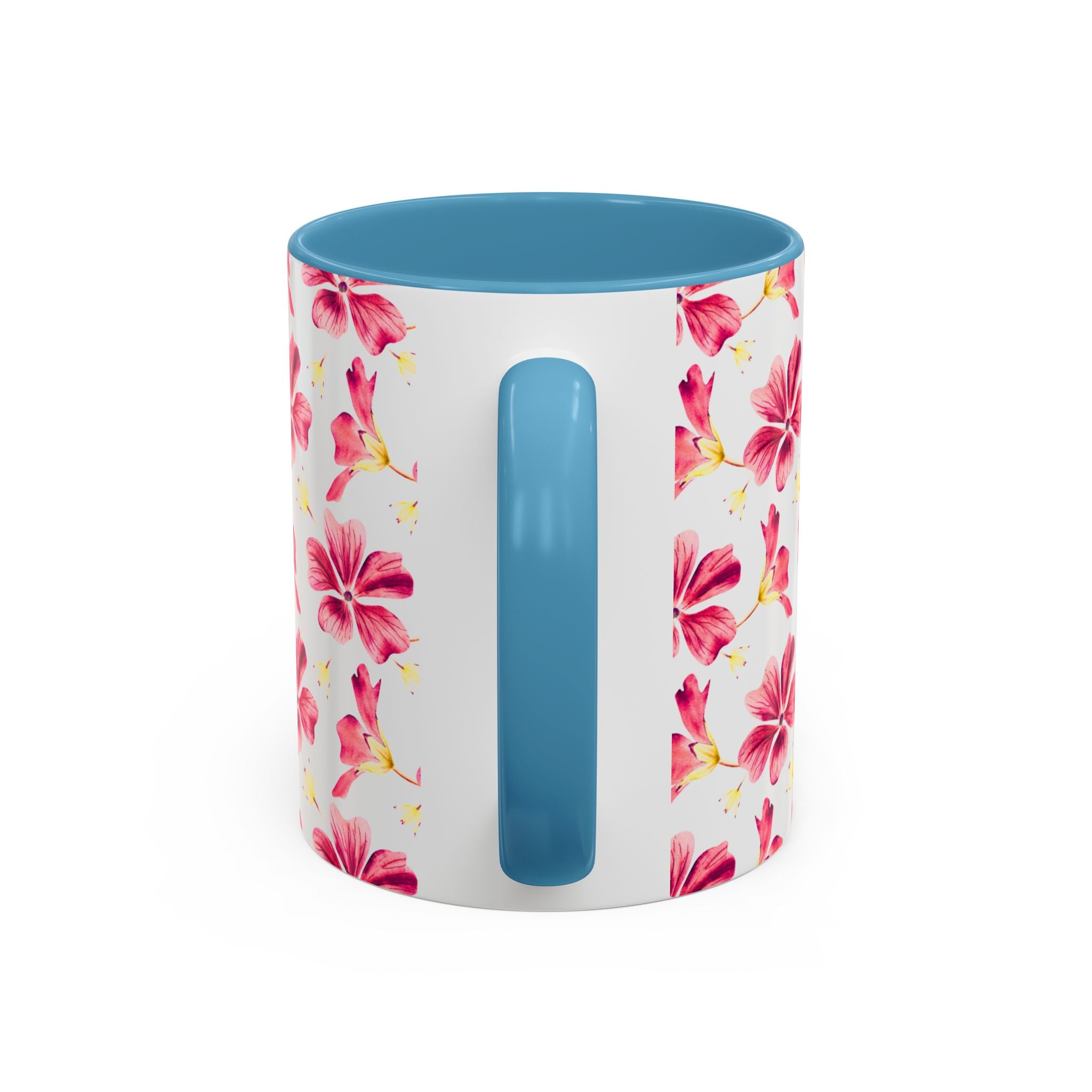 Pink Floral Accent Coffee Mug – Watercolor Hibiscus Pattern (11/15 oz)