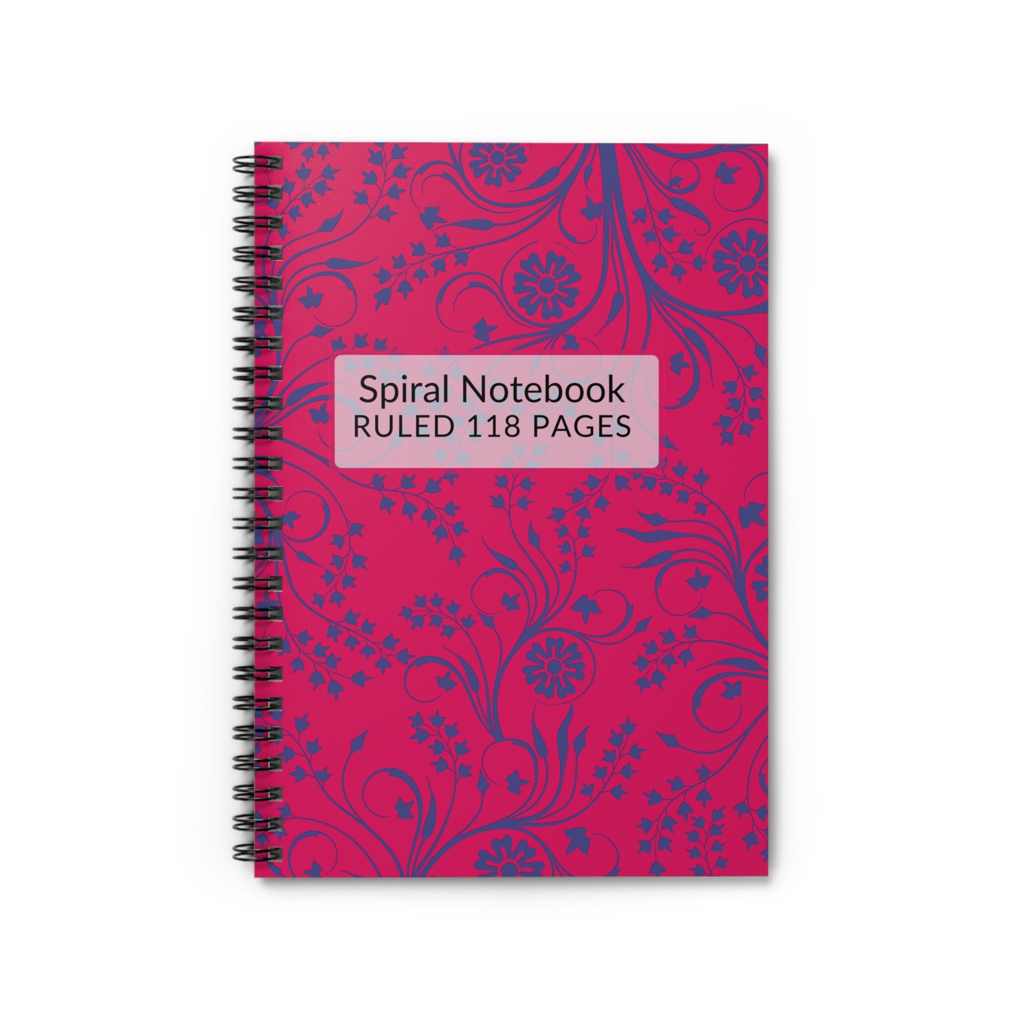 Floral Pink Spiral Notebook — Ruled 118-Page Journal