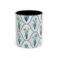 Floral Tile Accent Coffee Mug — Green Botanical Pattern (11/15 oz)