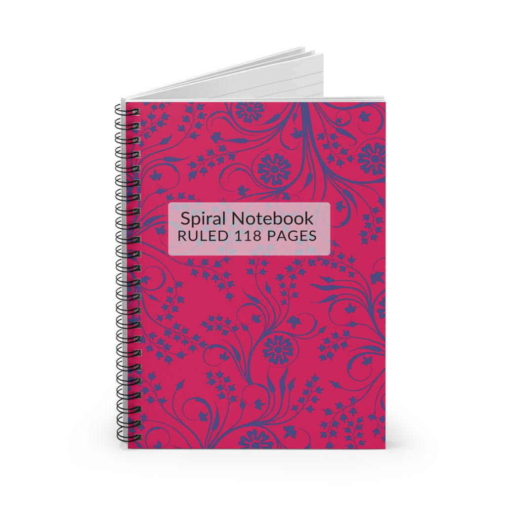 Floral Pink Spiral Notebook — Ruled 118-Page Journal