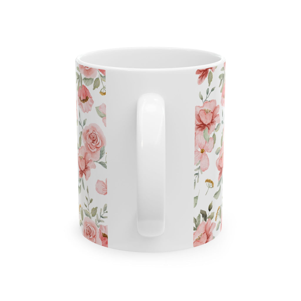 Pink Watercolor Floral Mug – Rose Pattern Ceramic Coffee Cup (11oz & 15oz)