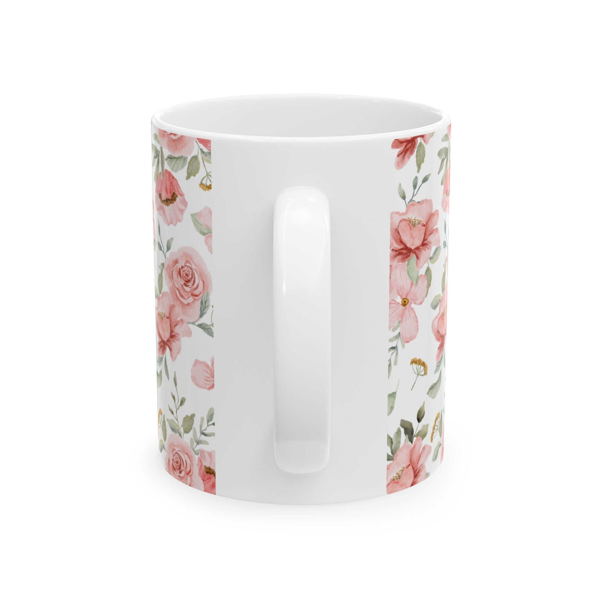 Pink Watercolor Floral Mug – Rose Pattern Ceramic Coffee Cup (11oz & 15oz)