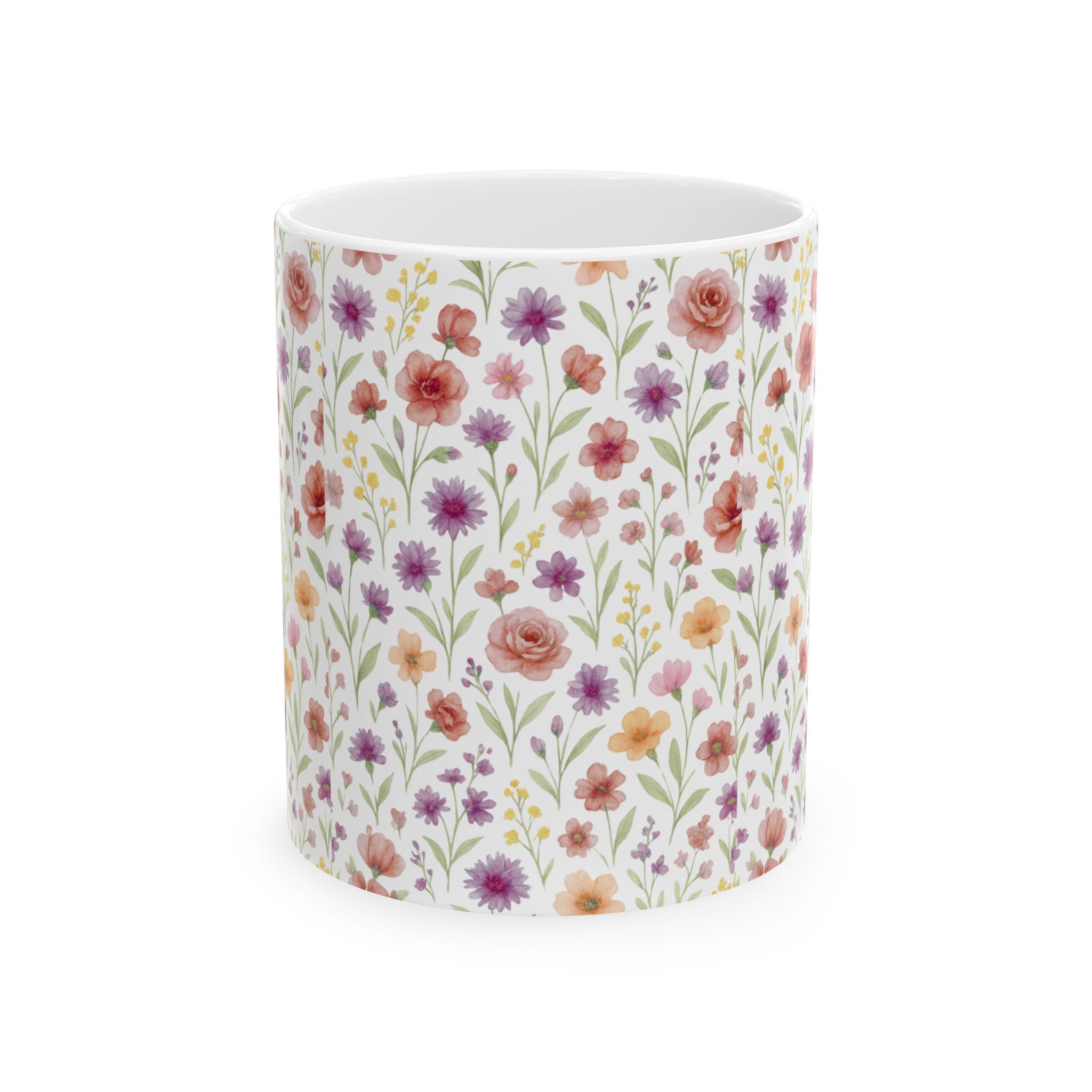 Floral Watercolor Mug — Vintage Wildflower Ceramic Coffee Cup (11oz & 15oz)