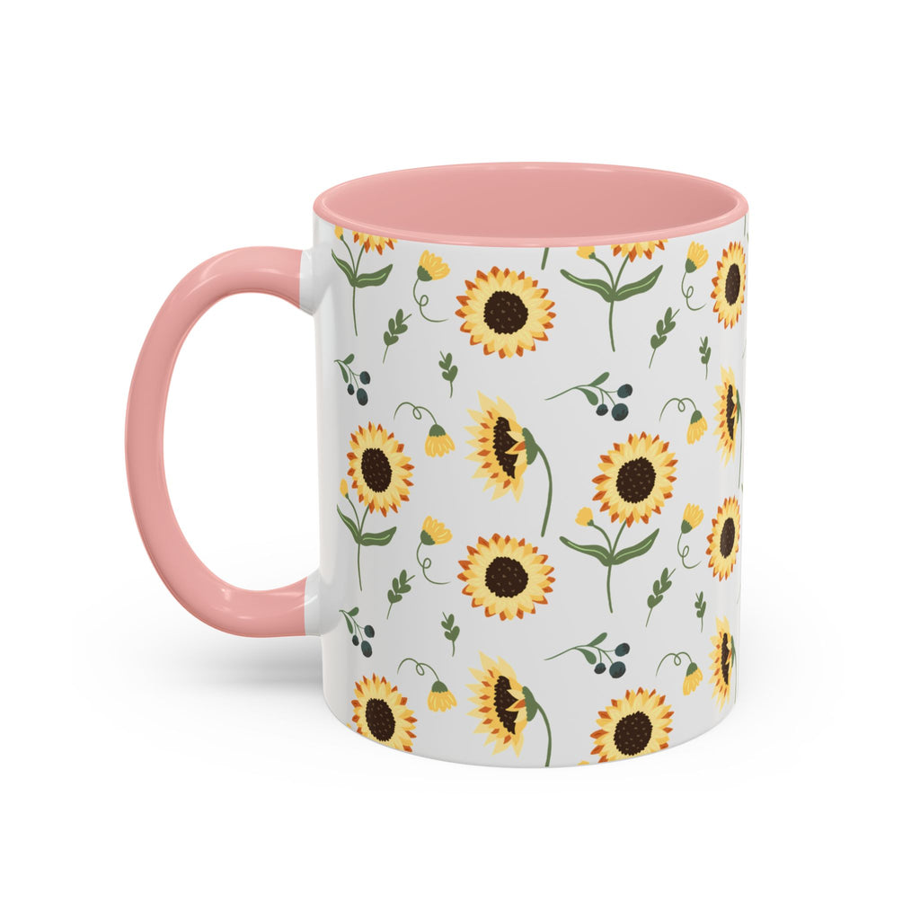Sunflower Pattern Accent Coffee Mug — 11/15oz Ceramic Mug