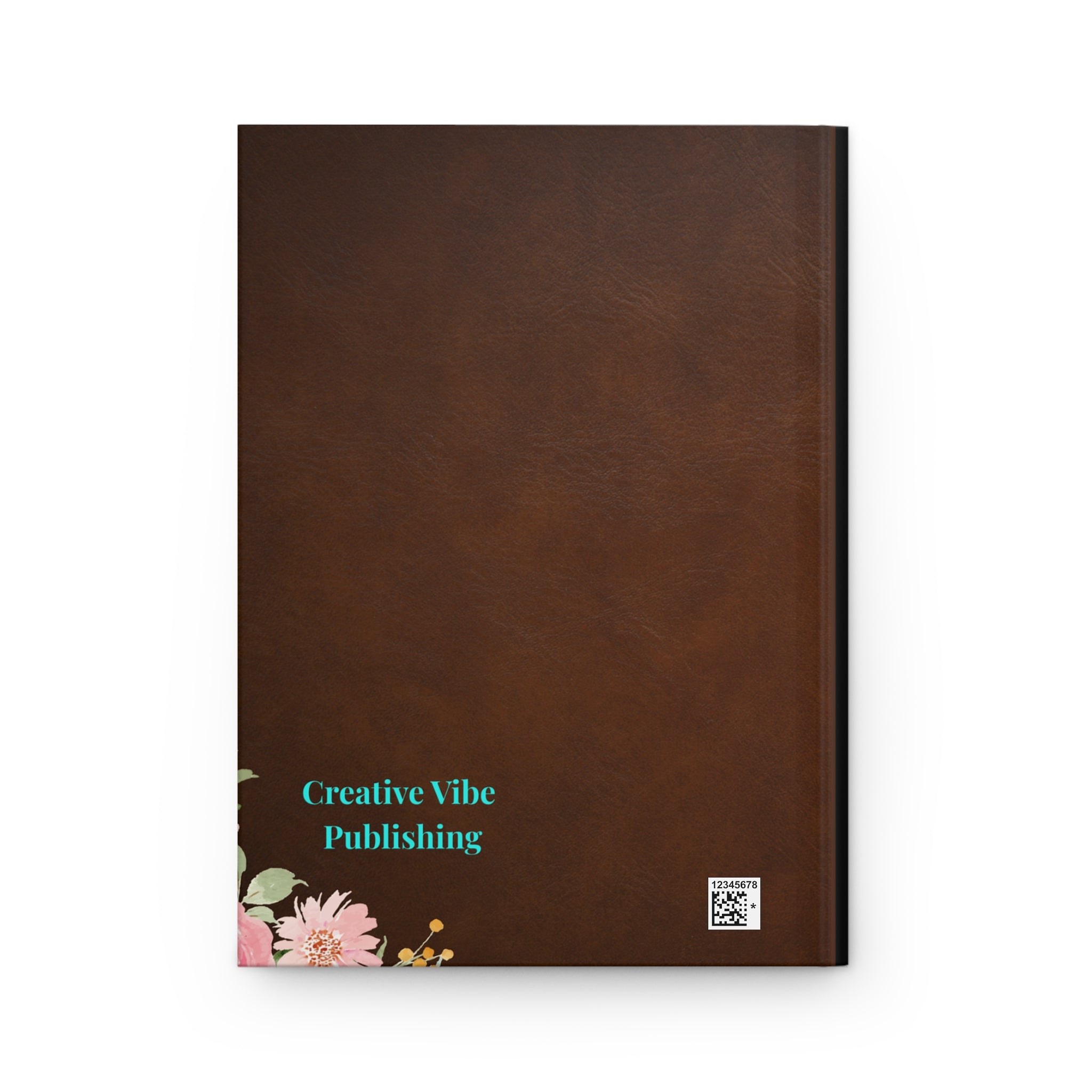 Hardcover Notebook — Brown Floral Leather-Look, College Ruled 150 Pages