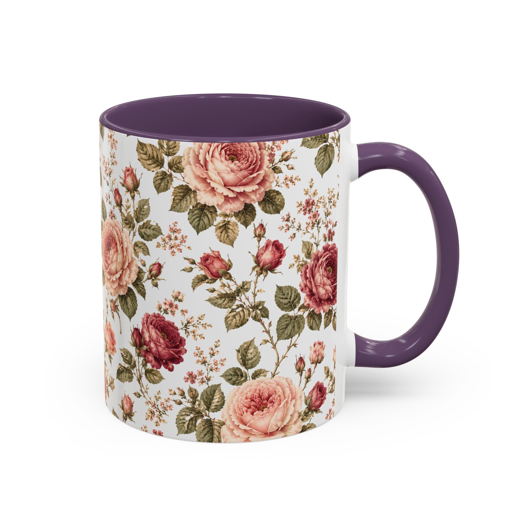 Floral Rose Accent Coffee Mug — Vintage Garden 11/15oz