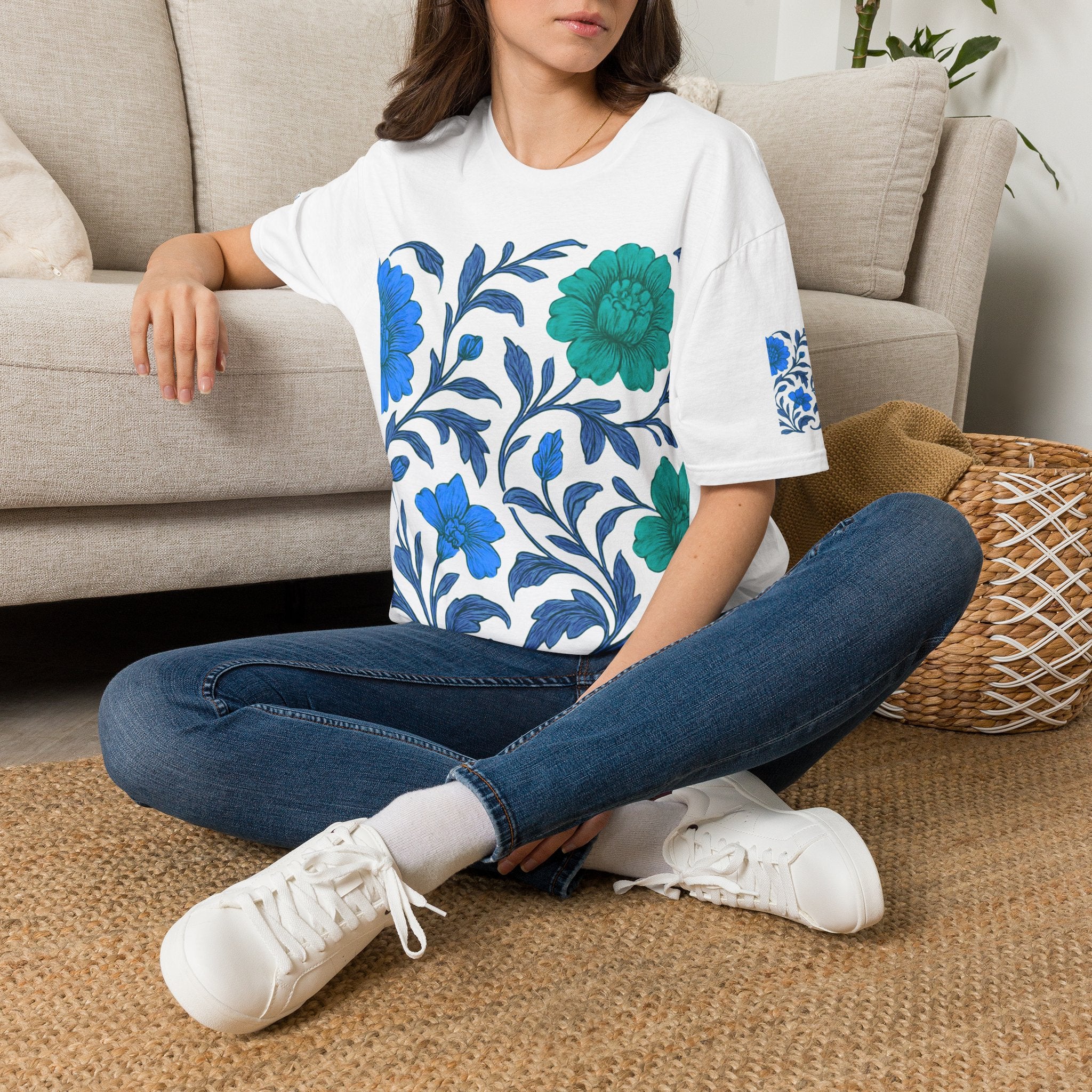 Floral Blue-Green Tee