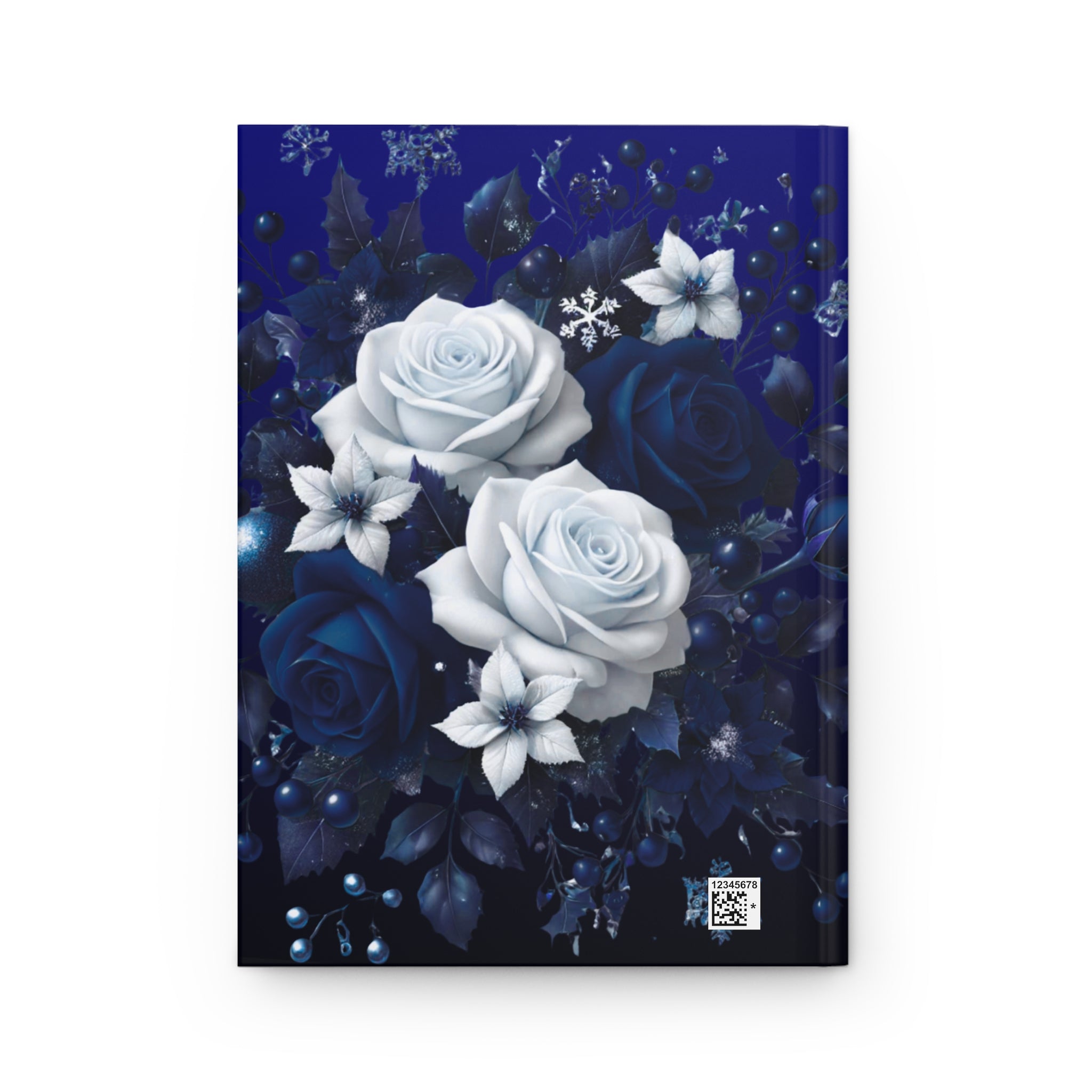 Blue & White Rose Hardcover Journal — Elegant Floral Notebook for Writing, Gifts & Winter Keepsakes