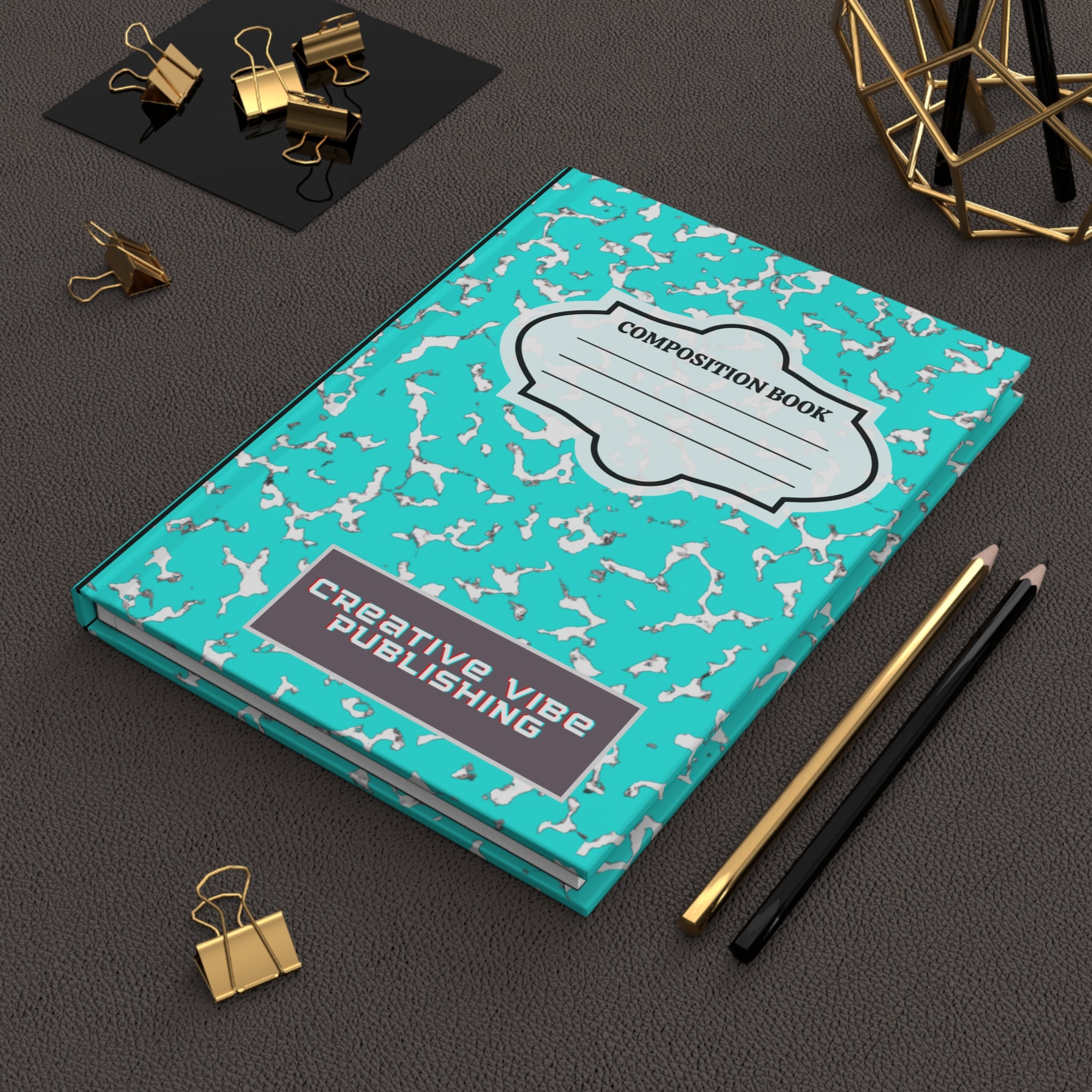 Teal Composition Hardcover Journal — 'Composition Book' Labeled Notebook for School, Notes & Creative Writing