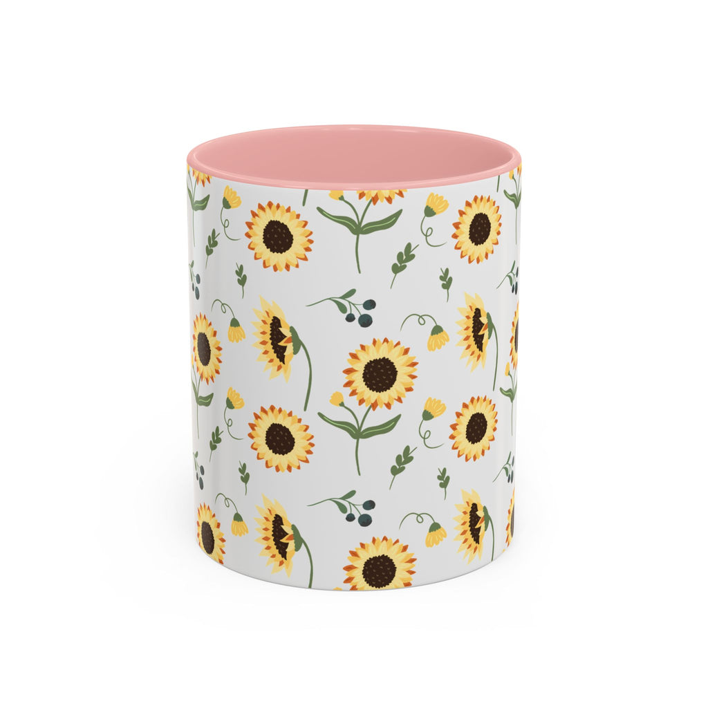 Sunflower Pattern Accent Coffee Mug — 11/15oz Ceramic Mug