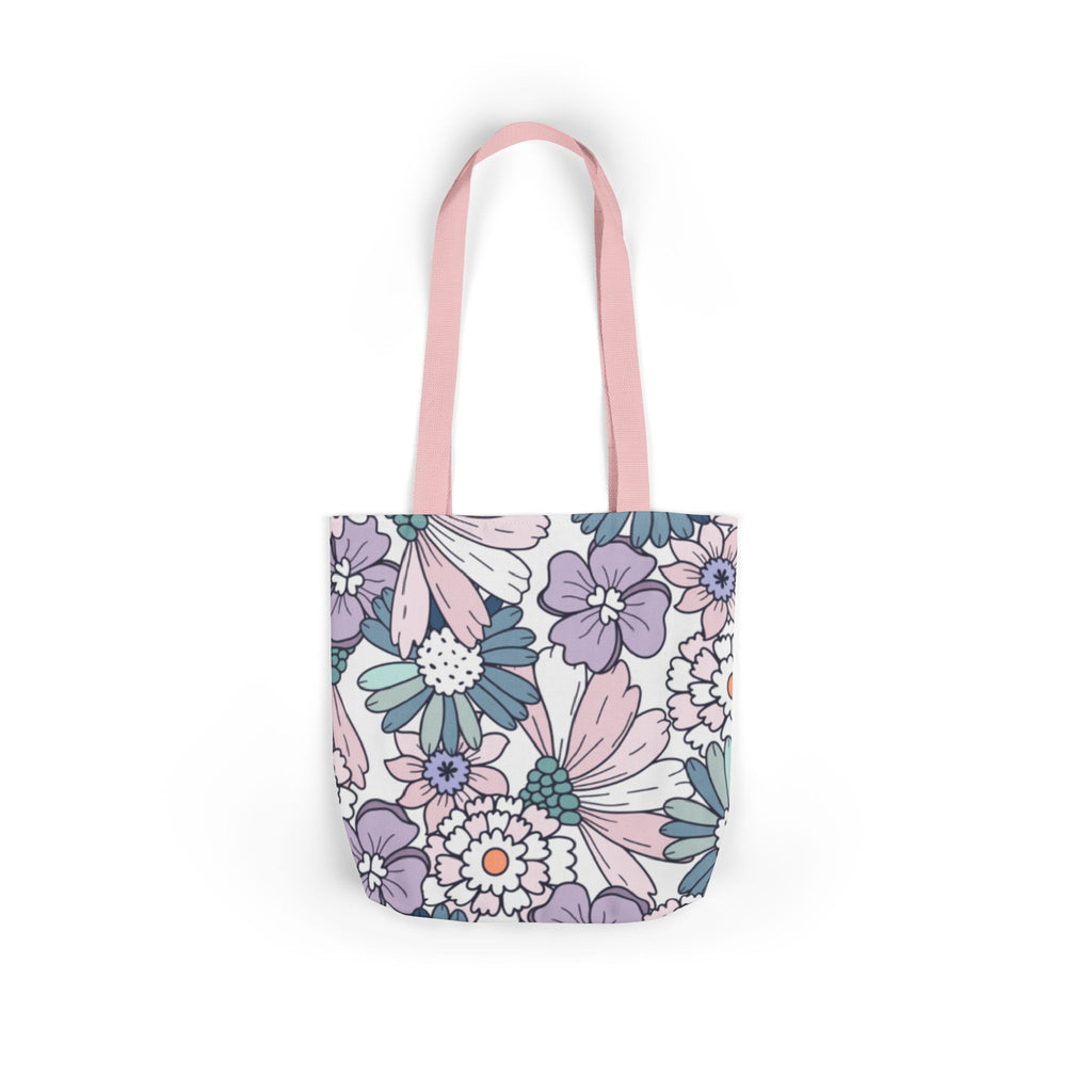 Floral Canvas Tote Bag — Pastel Daisy Garden Print