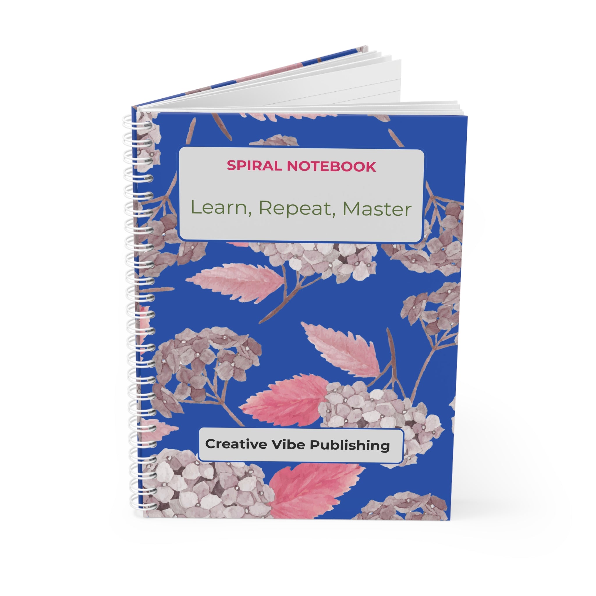 Floral Spiral Notebook — "Learn, Repeat, Master" Study Journal