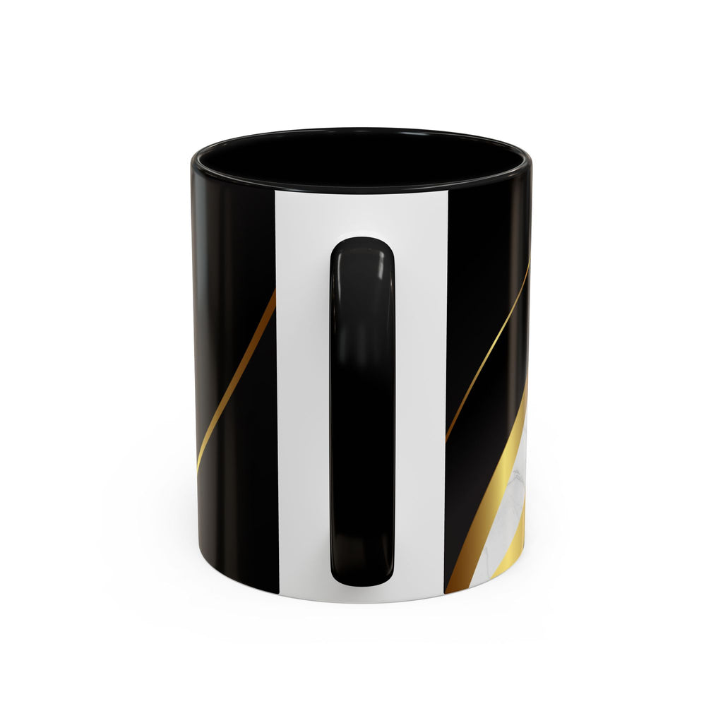 Black Marble Accent Coffee Mug — Gold Ribbon Elegance (11/15oz)
