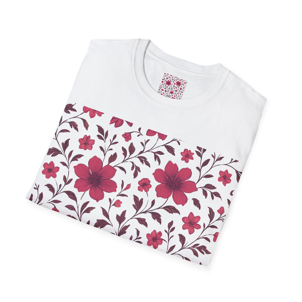 Floral Vine Tee — Pink Bloom Pattern T-Shirt