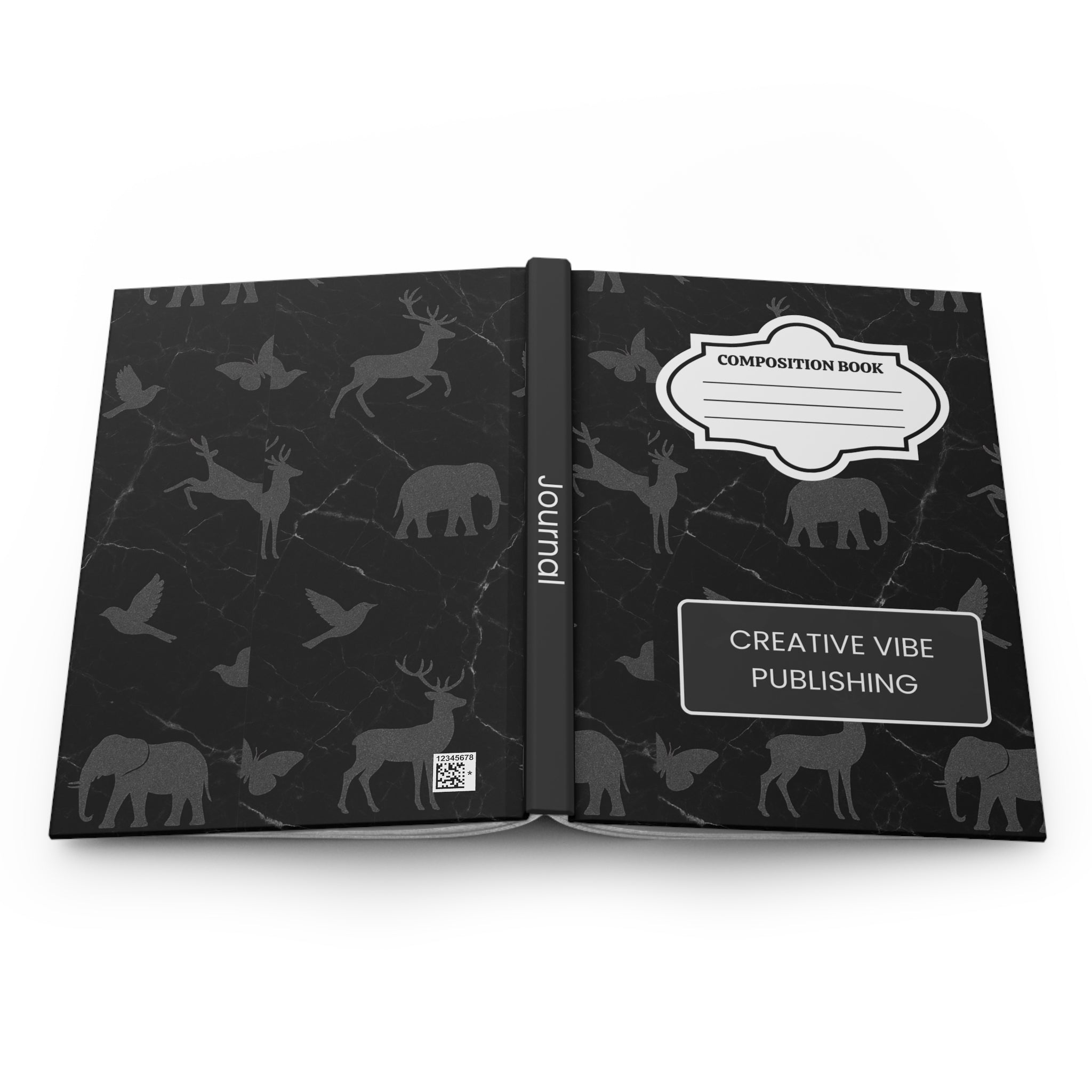 Hardcover Journal — "Composition Book" Marble Animal Pattern, Creative Vibe Publishing