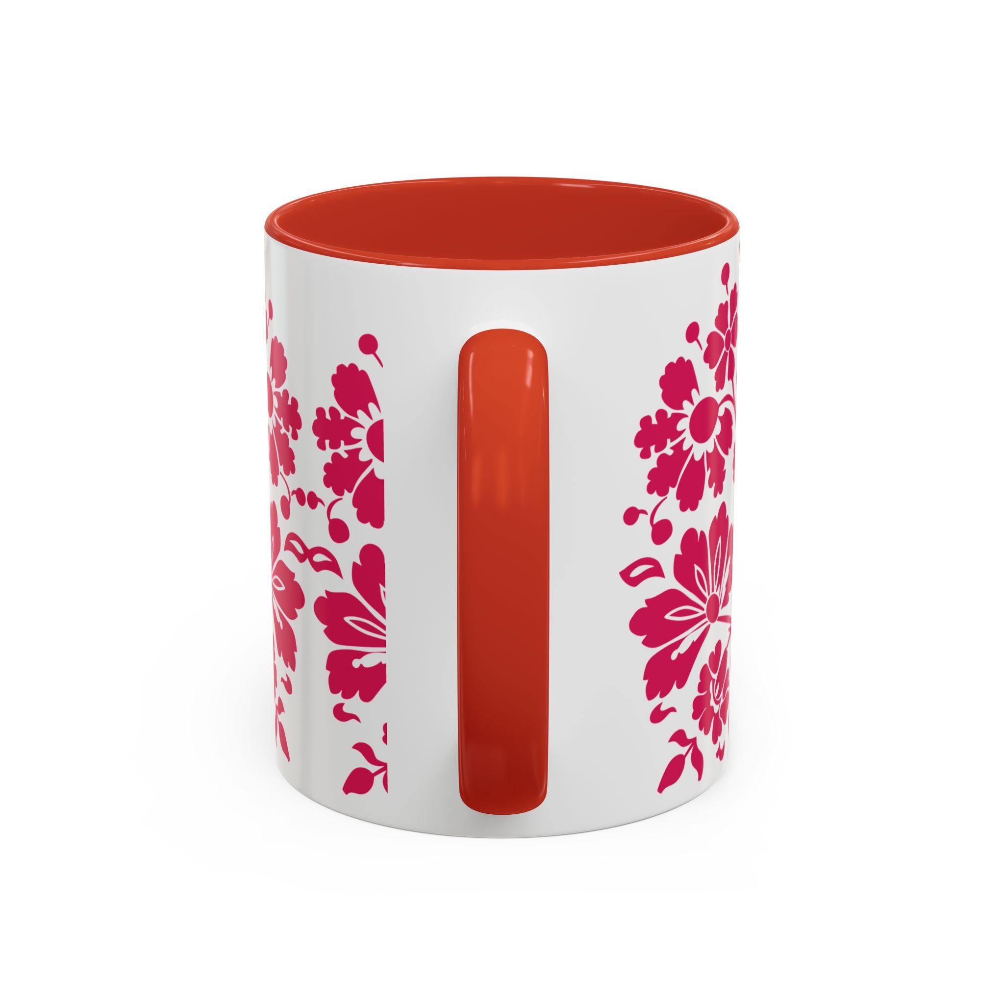 Pink Floral Accent Coffee Mug – 11/15oz Decorative Tea & Coffee Cup