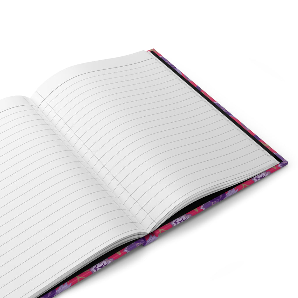 Composition Book Hardcover Journal — Floral Pink & Purple Pattern, Lined Notebook for School, Notes & Journaling