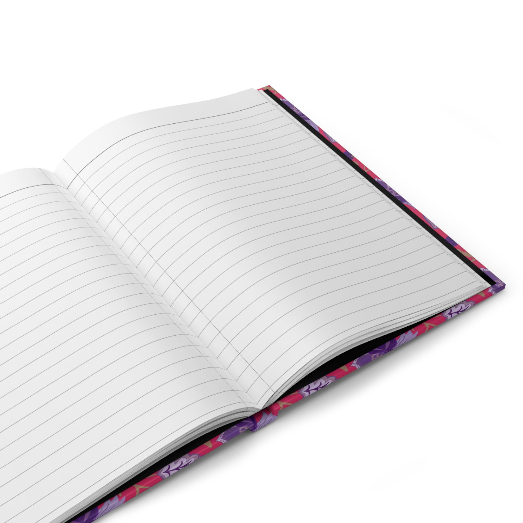 Composition Book Hardcover Journal — Floral Pink & Purple Pattern, Lined Notebook for School, Notes & Journaling