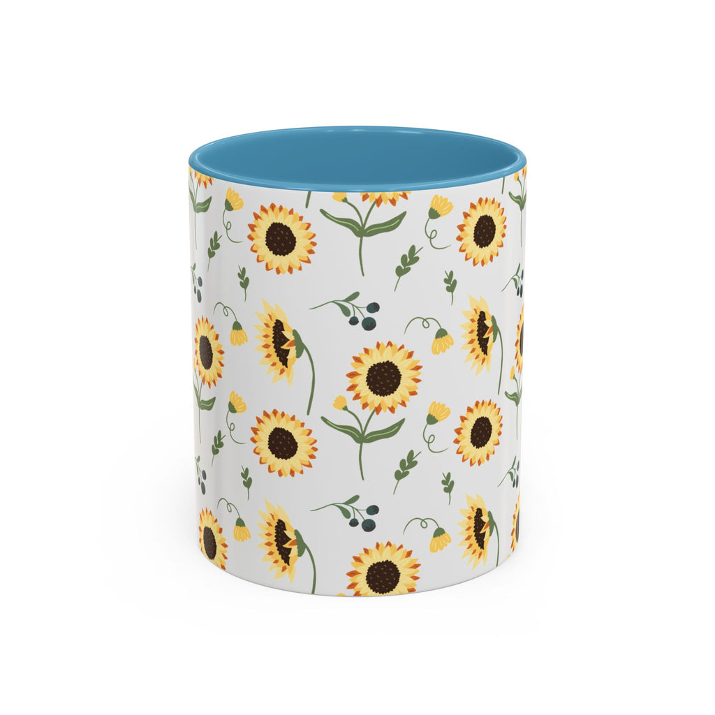 Sunflower Pattern Accent Coffee Mug — 11/15oz Ceramic Mug