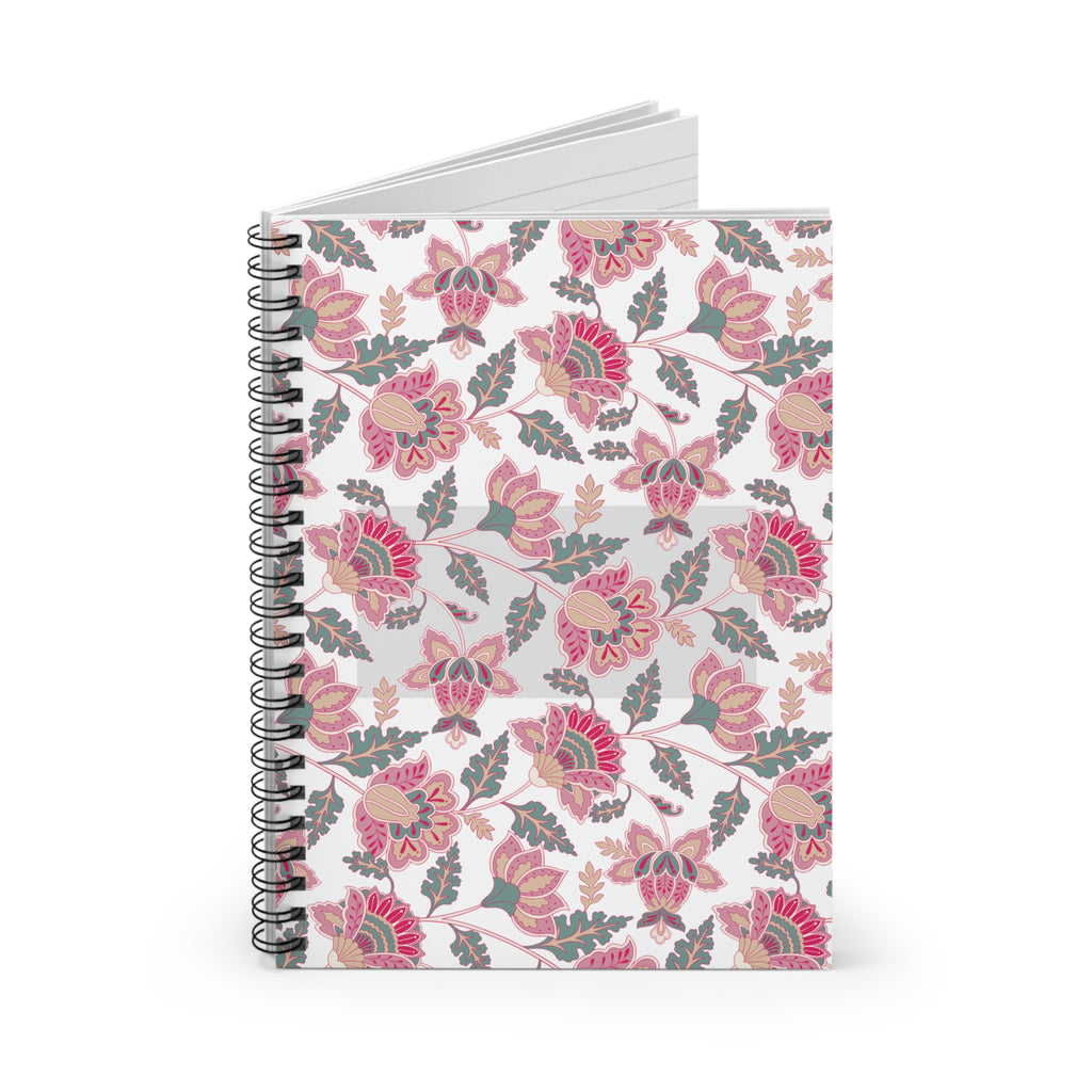 Floral Spiral Notebook — Pink Boho Flower Ruled Journal