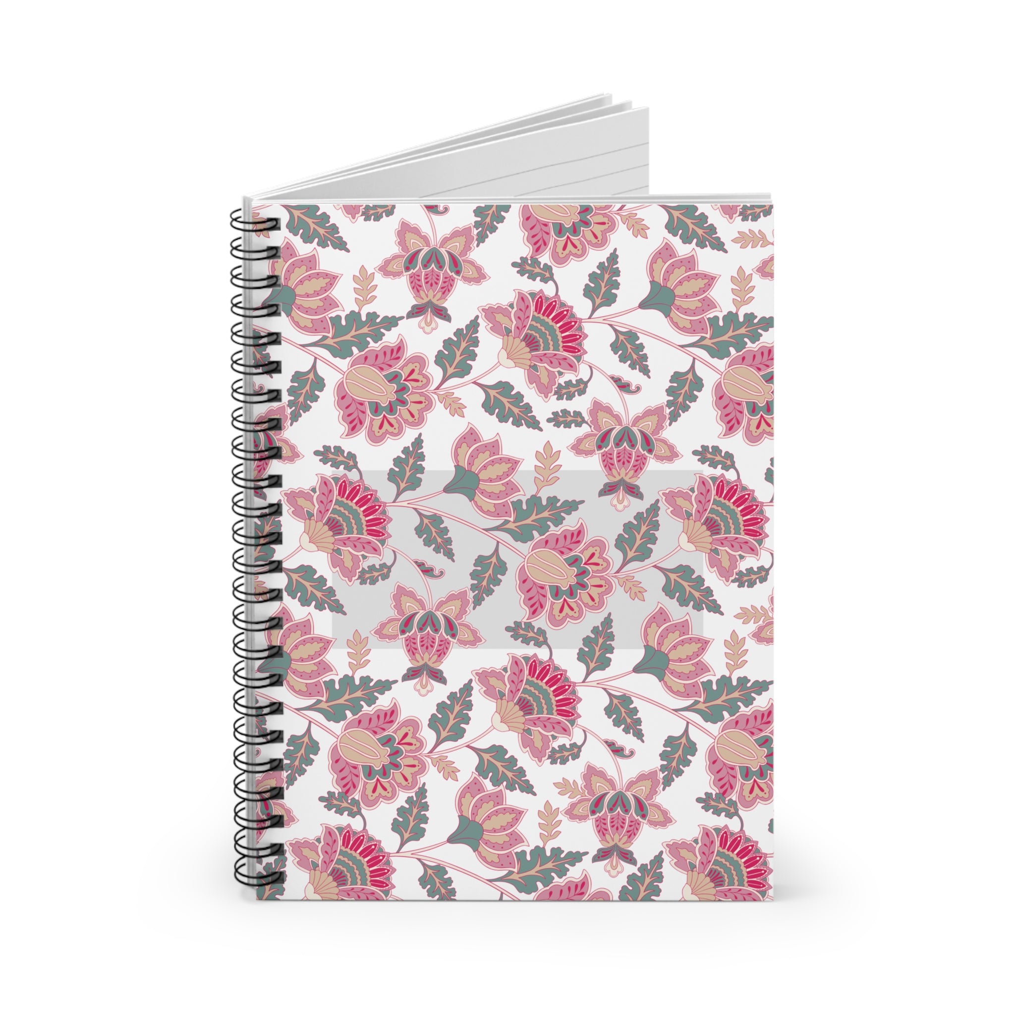 Floral Spiral Notebook — Pink Boho Flower Ruled Journal