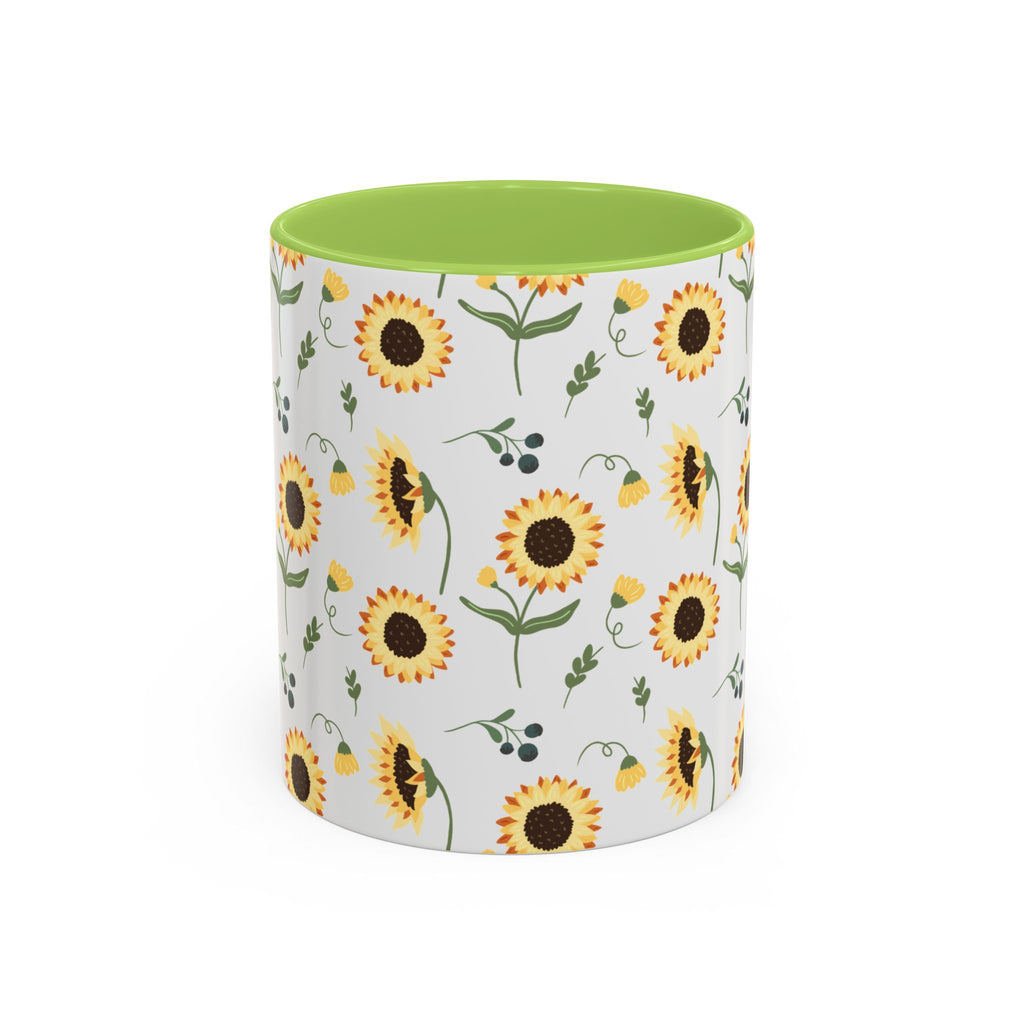 Sunflower Pattern Accent Coffee Mug — 11/15oz Ceramic Mug