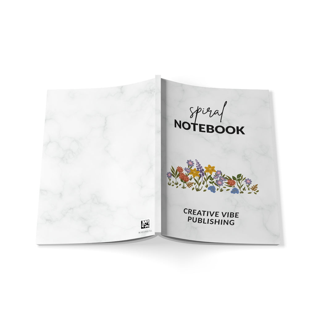 Marble Floral Notebook — "Spiral Notebook" A5 Softcover Journal