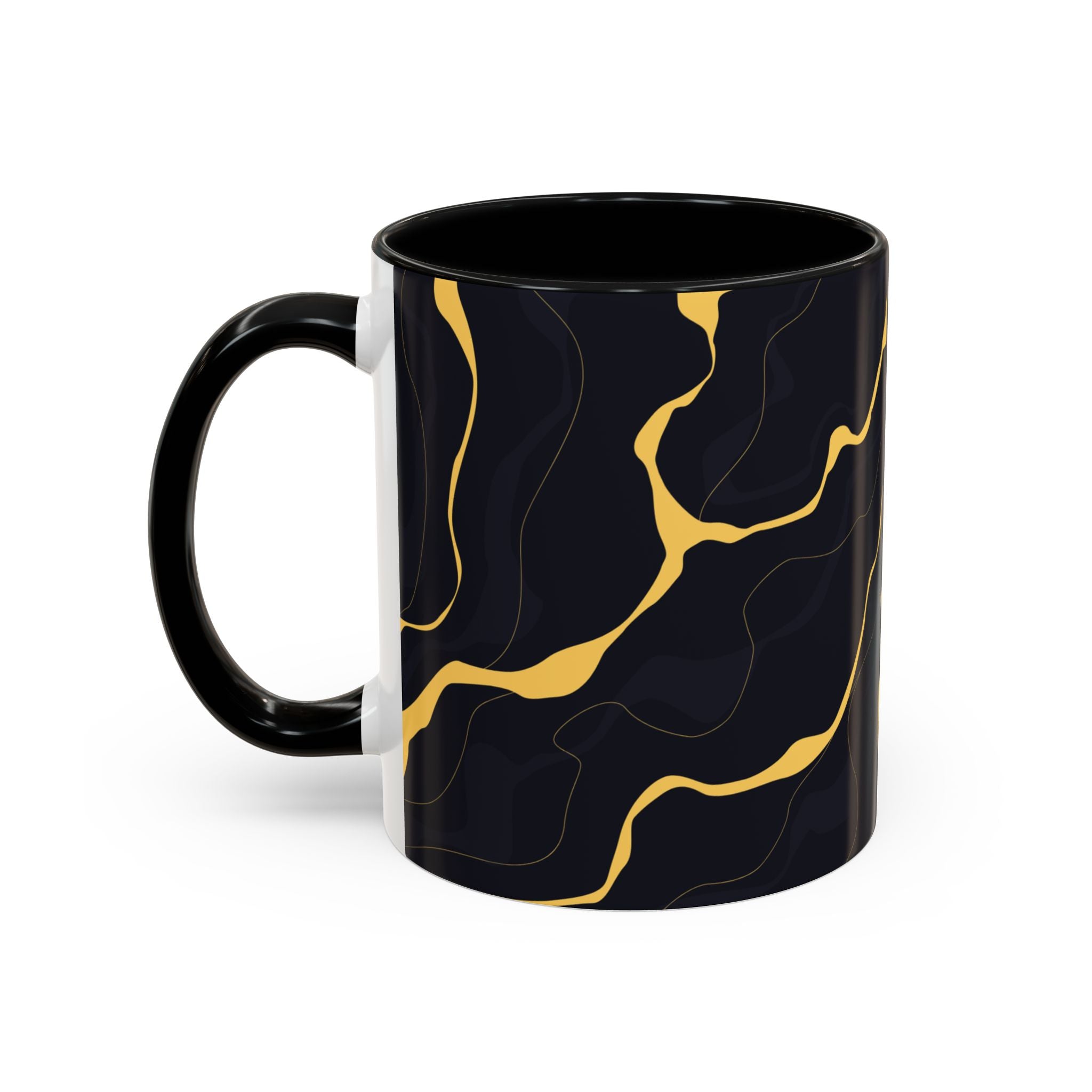 Black & Gold Marble Accent Coffee Mug — 11/15oz