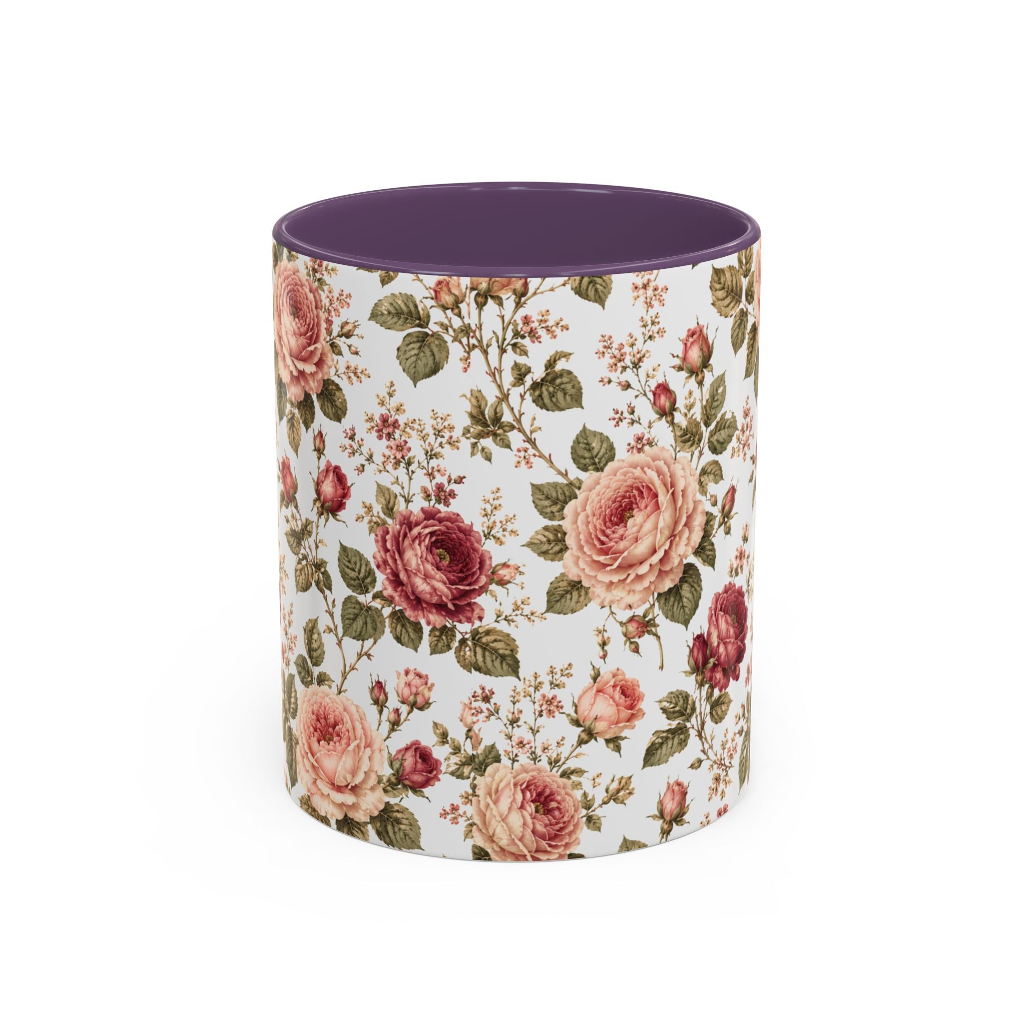 Floral Rose Accent Coffee Mug — Vintage Garden 11/15oz