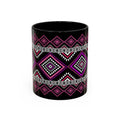 Geometric Aztec Accent Coffee Mug — Pink & Black Tribal Pattern (11/15oz)