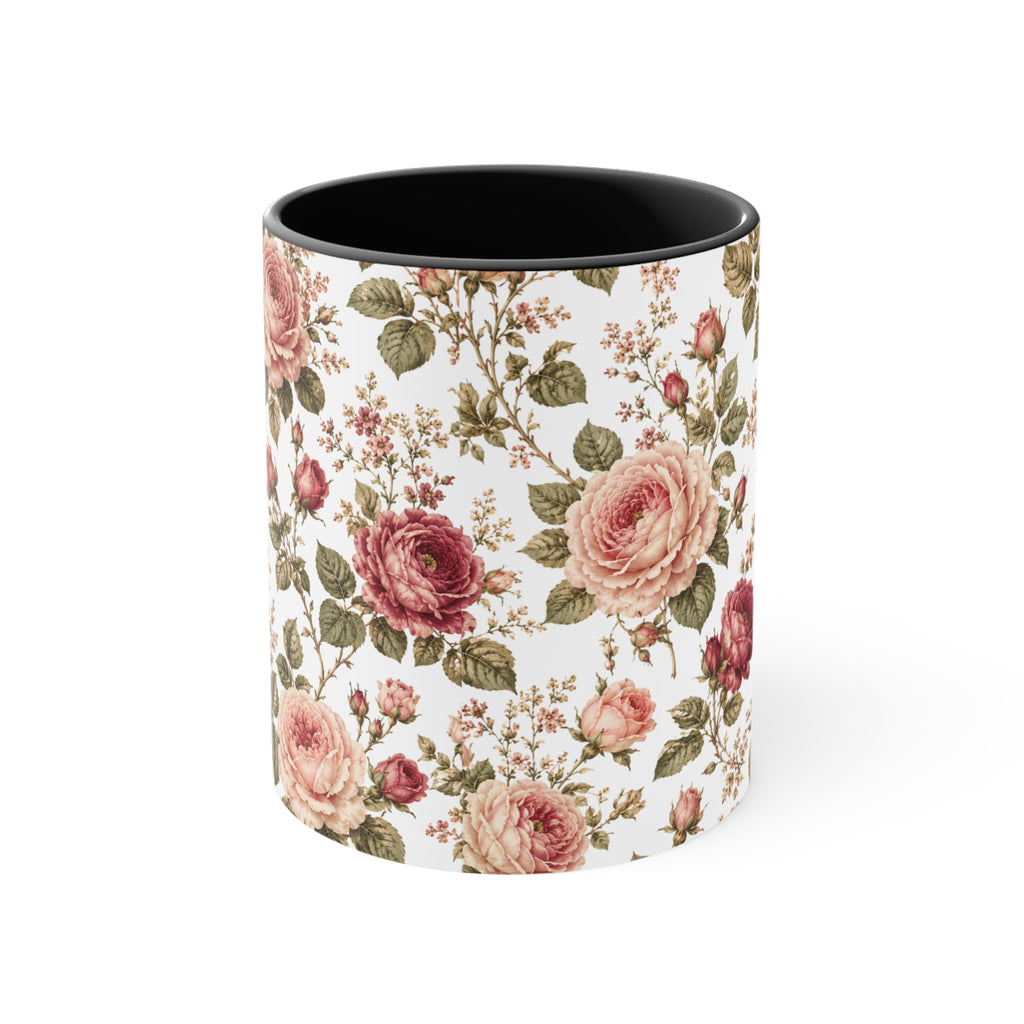 Vintage Rose Accent Mug – Pink Interior Floral Coffee Cup