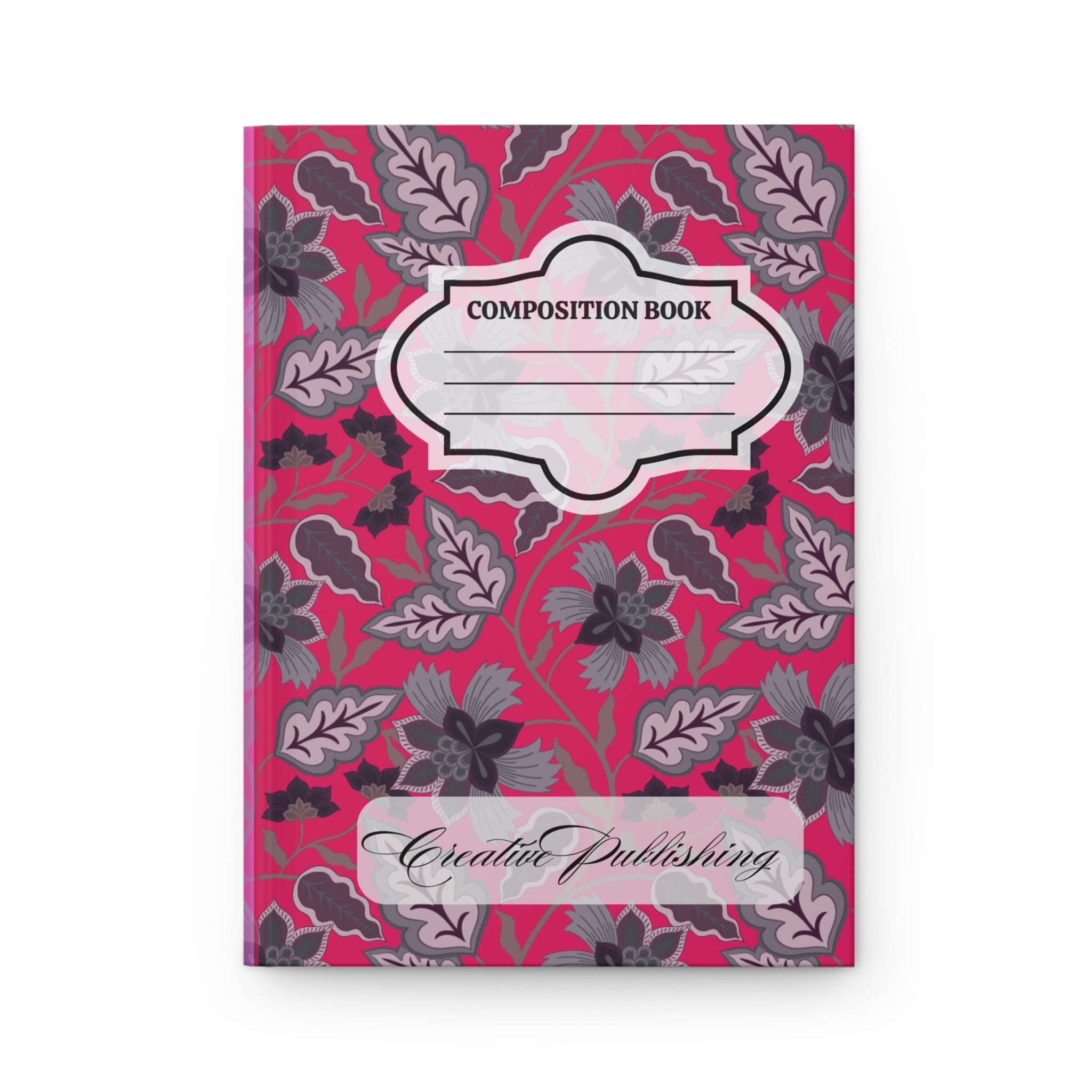 Floral Composition Hardcover Journal — Pink Vintage Notebook with 'Composition Book' Label