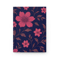 Floral Hardcover Journal — Pink Blooms on Navy Matte