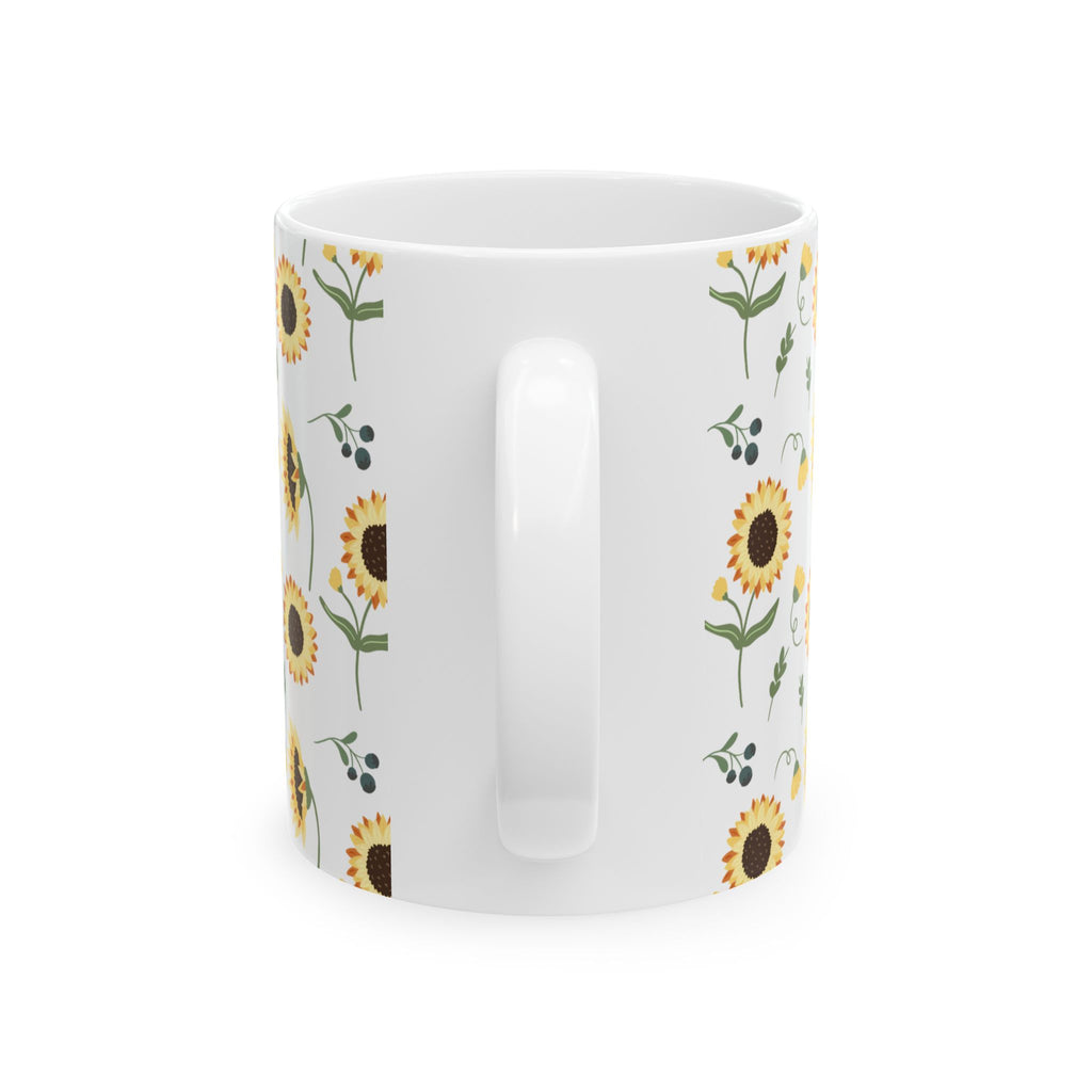 Sunflower Pattern Ceramic Mug — Floral Coffee Tea Cup (11oz, 15oz)