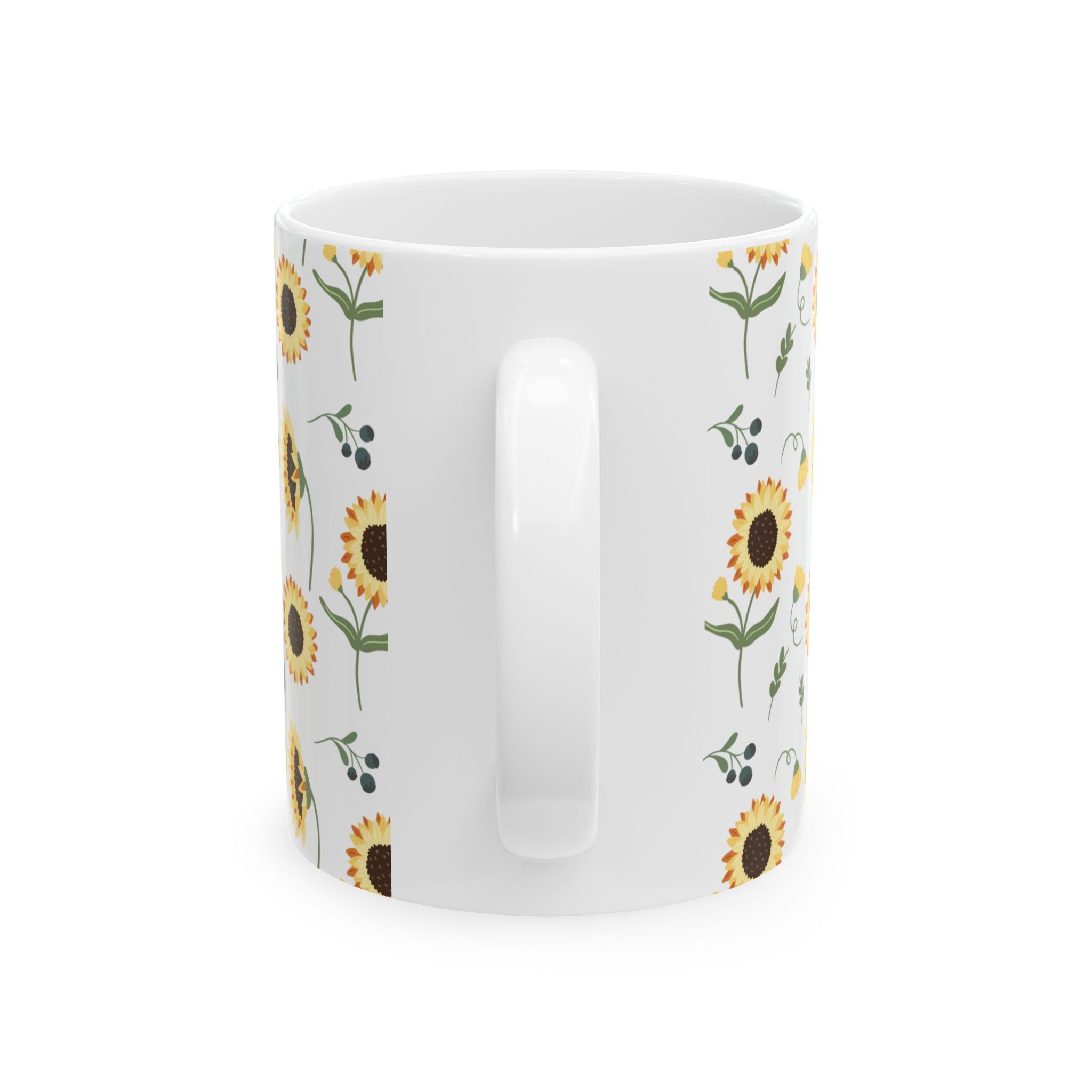Sunflower Pattern Ceramic Mug — Floral Coffee Tea Cup (11oz, 15oz)