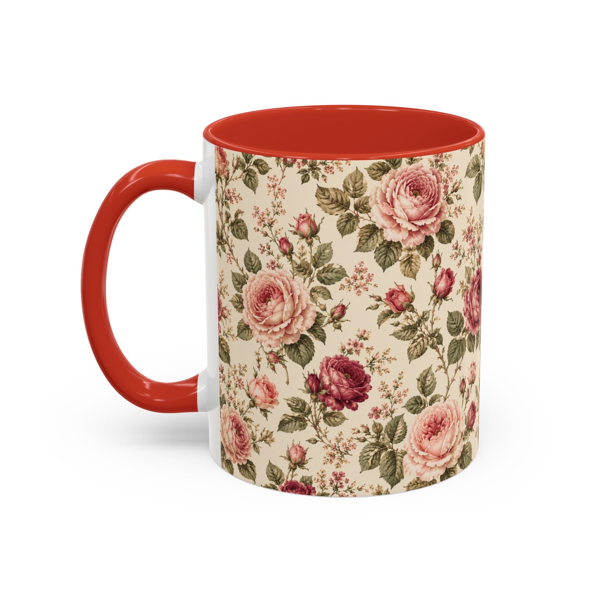 Vintage Rose Accent Coffee Mug – Floral 11/15oz