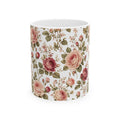 Vintage Rose Floral Ceramic Mug — 11oz & 15oz Tea Coffee Cup