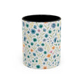 Floral Watercolor Accent Coffee Mug — Blue & Peach Wildflower Pattern (11/15oz)